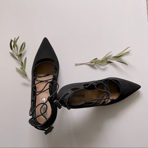 Black strappy stiletto heels